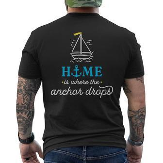 Home Is Where The Anchor Drops Boating & Fishing Mens Back Print T-shirt | Mazezy
