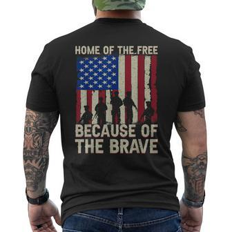 Home Of The Free Because Of The Brave American Flag 4Th July Mens Back Print T-shirt | Mazezy