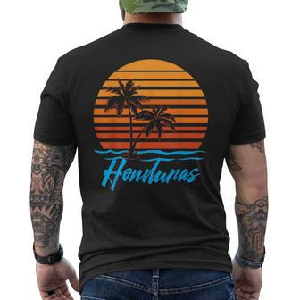 Honduras Sunset Palm Trees Beach Vacation Tourist Gifts Vacation Funny Gifts Mens Back Print T-shirt | Mazezy