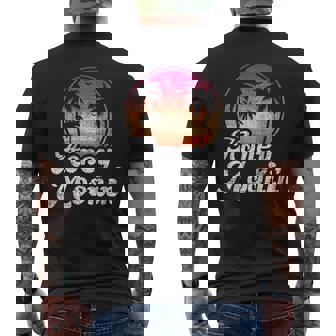 Honeymoonin - Vintage Sunset Honeymoon Vacation Marriage Mens Back Print T-shirt | Mazezy