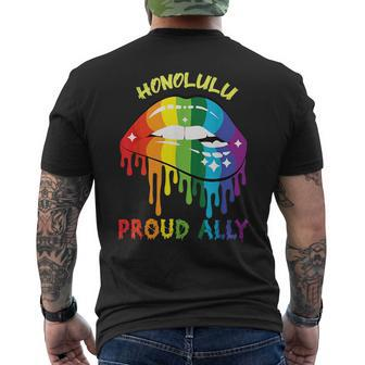 Honolulu Proud Ally Lgbtq Hawaii Pride Hi Sayings Mens Back Print T-shirt | Mazezy