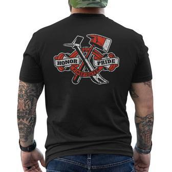Honor Pride Firefighter Axe Halligan Fireman Fire Rescue Mens Back Print T-shirt | Mazezy