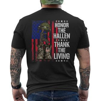 Honor The Fallen Thank The Living Veterans Day Flag Usa 278 Mens Back Print T-shirt - Monsterry
