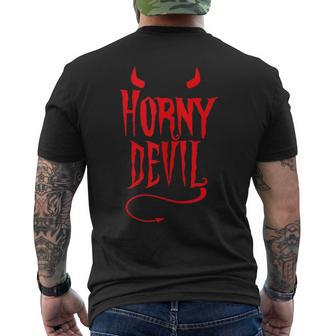 Horny Devil Sexy Sinner Horns Tail Adult Sinful Humor Men's T-shirt Back Print | Mazezy