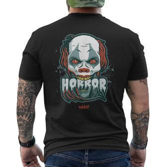 Horror Addict Scary Clown Mask Halloween Party Scary Clown Men's T-shirt Back Print | Mazezy
