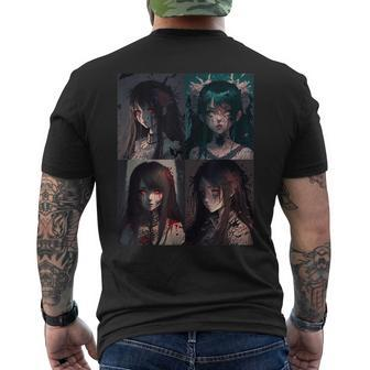 Horror Anime Girl Japanese Aesthetic Anime Otaku Japanese Men's T-shirt Back Print | Mazezy