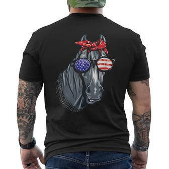 Horse 4Th Of July Horse Graphic American Flag Mens Back Print T-shirt - Monsterry CA
