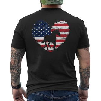 Horse American Flag Heart 4Th Of July Usa Patriotic Pride Mens Back Print T-shirt - Monsterry CA