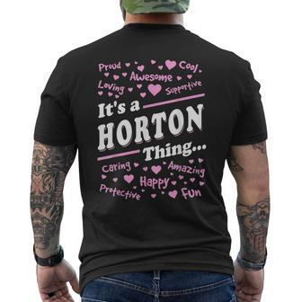 Horton Surname Last Name Family Its A Horton Thing Funny Last Name Designs Funny Gifts Mens Back Print T-shirt | Mazezy