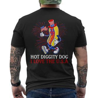 Hot Diggity Dog I Love The Usa 4Th Of July Hotdog American Usa Funny Gifts Mens Back Print T-shirt | Mazezy
