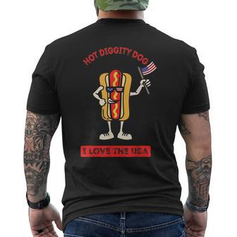 Hot Diggity Dog July 4Th Patriotic Bbq Picnic Cookout Funny Mens Back Print T-shirt | Mazezy