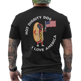 Hot Diggity Dog July 4Th Patriotic Bbq Picnic Usa Funny Patriotic Funny Gifts Mens Back Print T-shirt | Mazezy