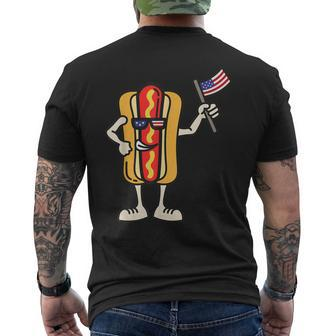 Hot Dog American Flag July 4Th Patriotic Bbq Cookout Funny Mens Back Print T-shirt | Mazezy