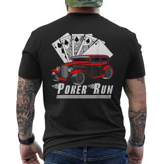 Hot Rod Sedan Poker Run Rat Rod Car Show Muscle Car Guy Mens Back Print T-shirt | Mazezy