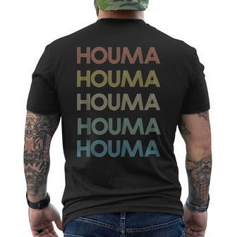 Houma Louisiana Pride Vintage State La Retro 70S Mens Back Print T-shirt | Mazezy