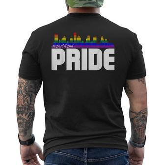 Houston Skyline Lgbt Pride Mens Back Print T-shirt | Mazezy