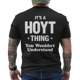 Hoyt Thing Family Surname Last Name Funny Funny Last Name Designs Funny Gifts Mens Back Print T-shirt | Mazezy