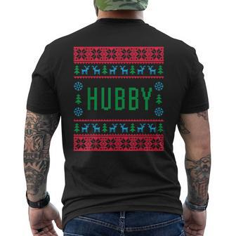 Hubby Ugly Christmas Sweater Matching Family Pajamas Men's T-shirt Back Print - Monsterry