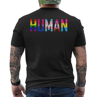 Human Lgbt Flag - Gay Bi Trans Lesbian Pansexual Pride Mens Back Print T-shirt | Mazezy