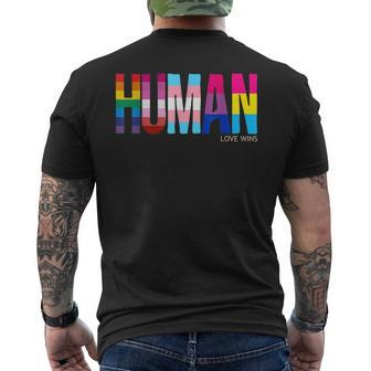 Human Lgbtq Pride Ally Equality Bi Bisexual Trans And Queer Mens Back Print T-shirt - Seseable