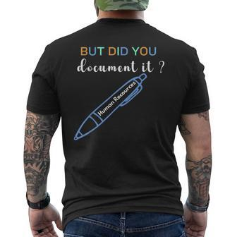 Human Resources But Did You Document It Hr Men's T-shirt Back Print | Mazezy