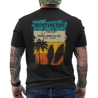 Huntington Beach Surfing Vintage Orange County California Mens Back Print T-shirt - Seseable