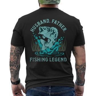 Husband Father Fishing Legend Funny Fisherman Quote Dad Joke Mens Back Print T-shirt - Seseable