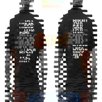 Husband Father King Blessed Man Afro Men's Back Print T-shirt | Mazezy