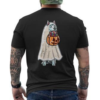 Husky Happy Halloween Costume Ghost Men's T-shirt Back Print | Mazezy UK