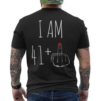 I Am 41 Plus 1 Middle Finger For A 42Th Birthday Funny Birthday Gifts Mens Back Print T-shirt | Mazezy