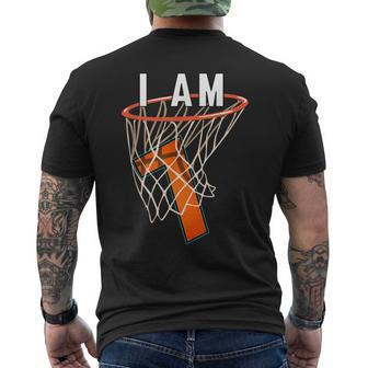 I Am 7 Basketball Themed 7Th Birthday Party Celebration Mens Back Print T-shirt | Mazezy