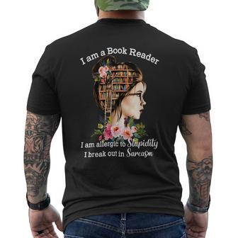 I Am A Book Reader I Am Allergic To Stupidity Mens Back Print T-shirt - Monsterry CA