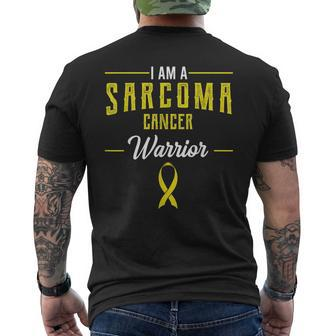 I Am A Warrior Sarcoma Cancer Awareness Ribbon Fighter Gift Mens Back Print T-shirt | Mazezy