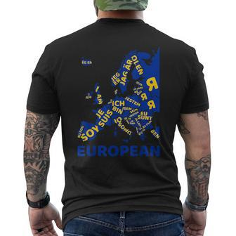 I Am European Multi Lingual Cultural Pride Continent Mens Back Print T-shirt | Mazezy