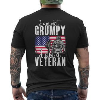 I Am Not Grumpy I Am A Veteran Patriotic Veteran Humor Mens Back Print T-shirt - Seseable