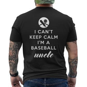 I Cant Keep Calm Im A Baseball Uncle Mens Back Print T-shirt | Mazezy