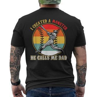 I Created A Monster He Call Me Dad Baseball Fathers Day Mens Back Print T-shirt - Seseable