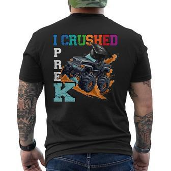 I Crushed Pre-K Monster Truck Graduation Cap Boys Girls Mens Back Print T-shirt | Mazezy