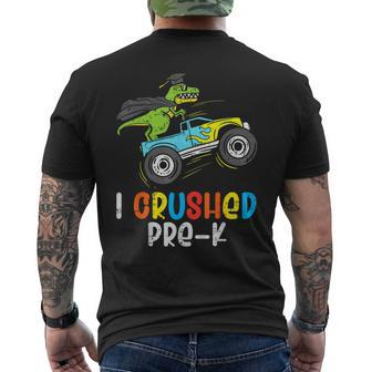 I Crushed Pre-K T-Rex Monster Truck Graduation Cap Mens Back Print T-shirt | Mazezy