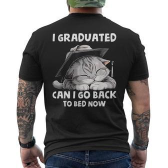I Graduated Can I Go Back To Bed Now Graduation Cat Lover Mens Back Print T-shirt | Mazezy