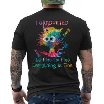 I Graduated Class 2023 Funny Black Cat Graduate Tie Dye Mens Back Print T-shirt | Mazezy