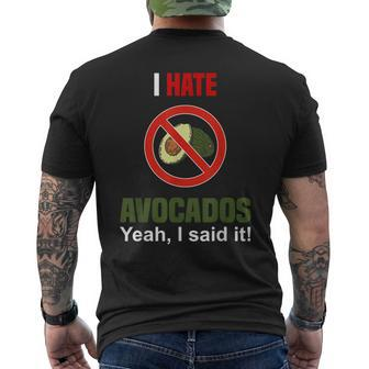 I Hate Avocado Funny Dont Like Avocados Anti Avocado Mens Back Print T-shirt | Mazezy