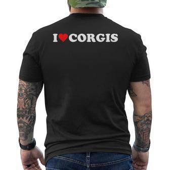 I Heart Corgis I Love Corgis Cute Red Heart Corgi Lover Mens Back Print T-shirt | Mazezy