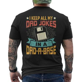 I Keep All My Dad Jokes In A Dadabase Vintage Father Dad Mens Back Print T-shirt - Seseable