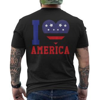 I Love America Funny Usa Independence 4Th Of July Graphic Mens Back Print T-shirt | Mazezy