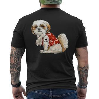 I Love Dad Tattoo Shih Tzu Dad Funny Fathers Day Gift Mens Back Print T-shirt - Seseable