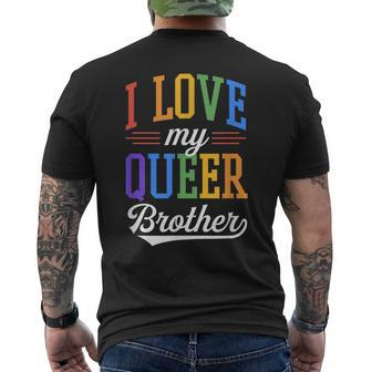 I Love My Queer Brother Gay Pride Flag Proud Sibling Mens Back Print T-shirt | Mazezy