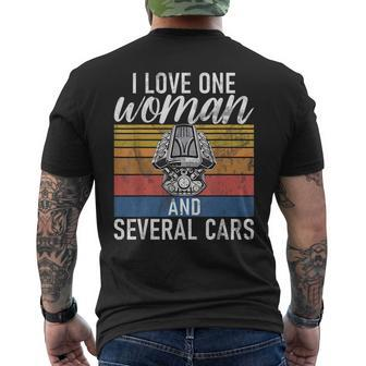 I Love One Woman And Several Cars Muscle Car Cars Funny Gifts Mens Back Print T-shirt | Mazezy CA