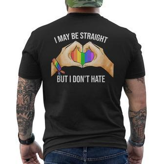 I May Be Straight But I Dont Hate Lgbt Gay Pride Hand Heart Mens Back Print T-shirt | Mazezy