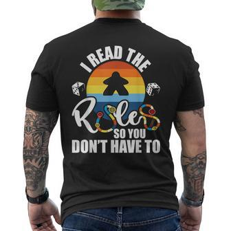 I Read The Rules So You Dont Have To - Tabletop Board Game Mens Back Print T-shirt | Mazezy
